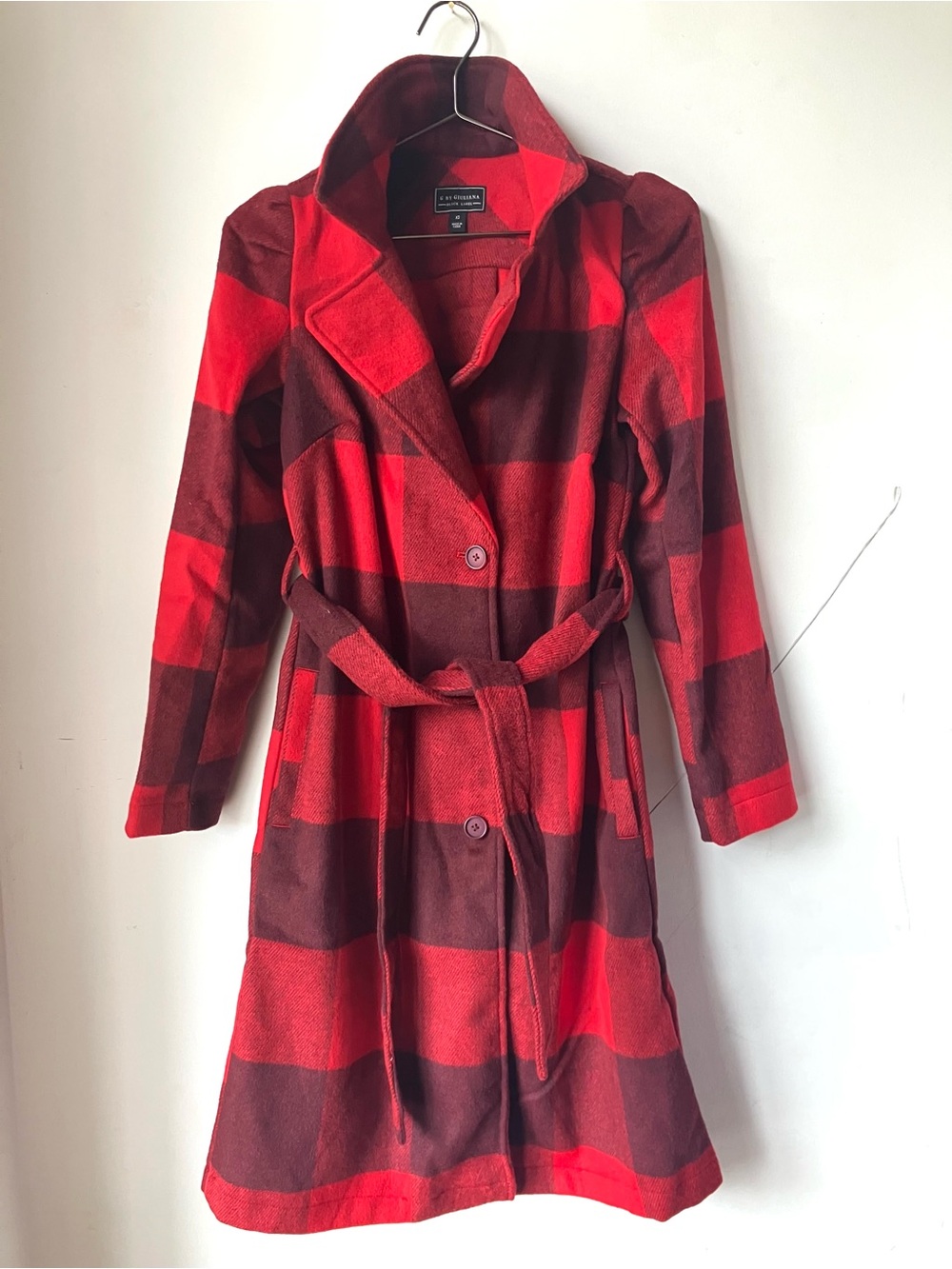 G by Guliana Plaid Wool-Blend Coat